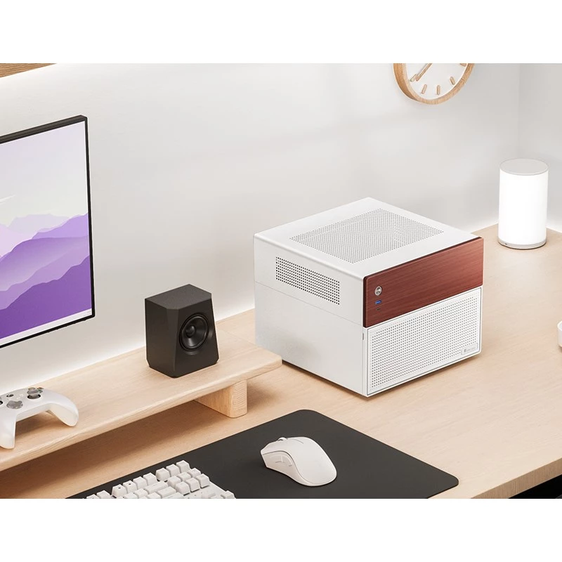 Jonsbo N4 WHITE mikrotornis Mini-ITX ar rūdītu stiklu
