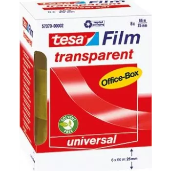 tesafilm® caurspīdīga lente, 6 ruļļi, Office Box, 66m x 25mm (11640H)