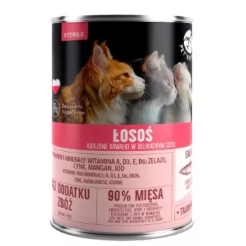 Slapjā barība kaķiem PetRepublic KOT STERILE Salmon Sauce 400 g — sterilizētiem pieaugušiem kaķiem