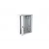 19 15U sienas tīkla skapis 600x600, stikla durvis, pelēks, dalīts dizains, samontēts, 60kg