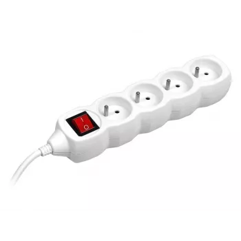 TRACER PowerWatch 3 m (4 kontaktligzdas) balts ar barošanas slēdzi