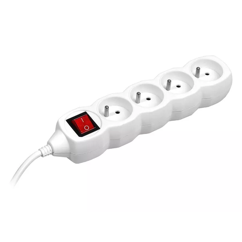 TRACER PowerWatch 3 m (4 kontaktligzdas) balts ar barošanas slēdzi