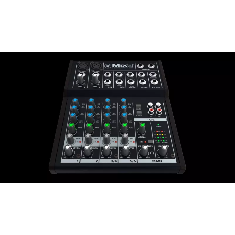 Mackie Mix8 8 kanālu mikseris, 20–30000 Hz, melns