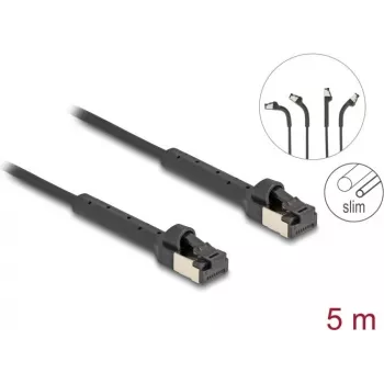 Tīkla kabelis DeLOCK RJ45 Slim Cat.6A U/FTP 5m Melns