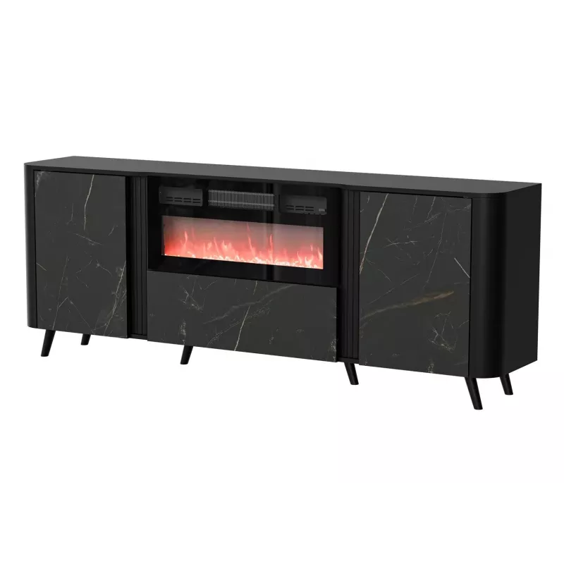 Kumode Cama Meble Volare 200 x 39 x 75 cm, melna / San Sebastian, skaidu plātne