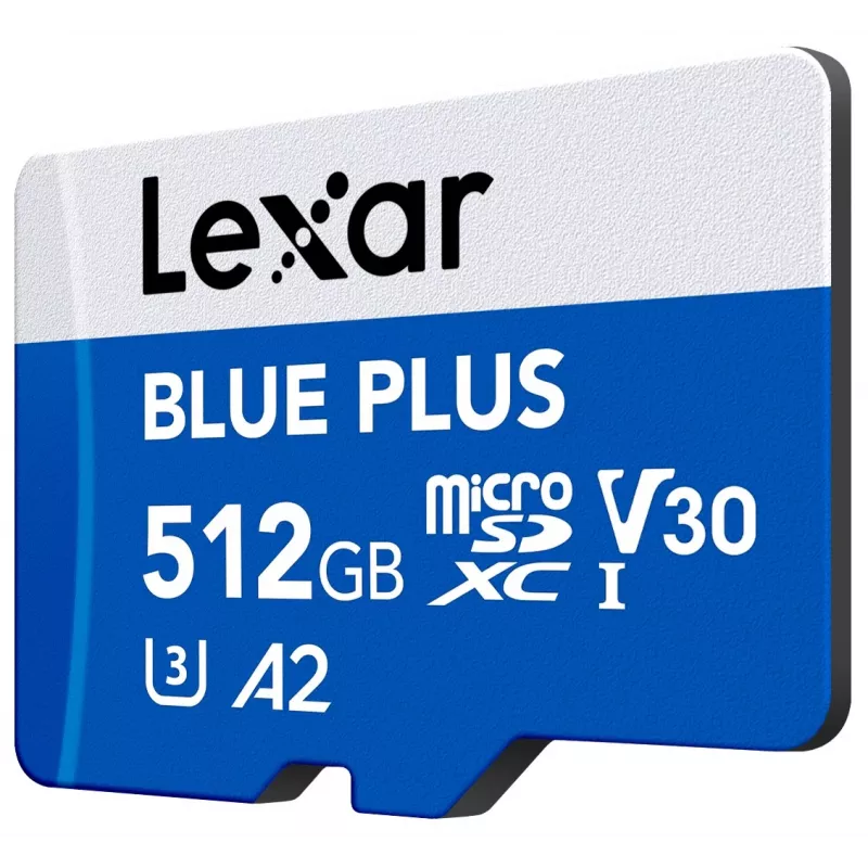 MicroSDXC atmiņas karte Lexar BLUE PLUS 512 GB, UHS‑I, nolasīšana 170 MB/s, U3/V30