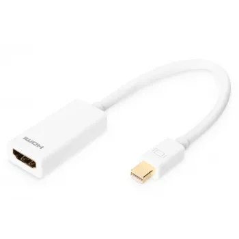 Digitus Mini DP uz HDMI Type A adaptera kabelis 0.15 m balts