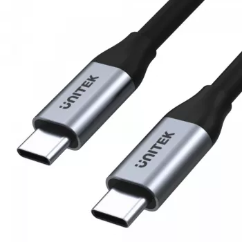 USB-C uz USB-C datu un uzlādes kabelis Unitek C14082ABK 1 m, USB 3.2 Gen 2 (10 Gbit/s), 100 W PD, melns