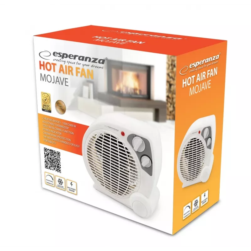 Elektriskais eļļas sildītājs ESPERANZA EHH002, 2000 W, pelēks/balts