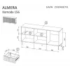 Kumode ALMERA 156×42×75 cm, valrieksts/krems, 3 atvilktnes, skaidu plātne
