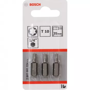 Bosch uzgaļu komplekts Extra Hard, 3 gab., Torx, T10, Tērauds, 25 mm