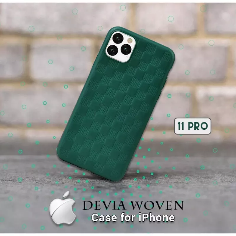 Mīksts aizsargmaciņš Devia Woven2 iPhone 11 Pro Max, zaļš