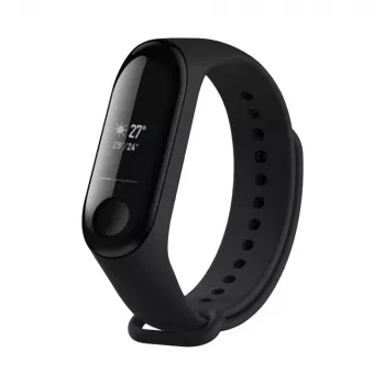 Silikona siksniņa FIXED Xiaomi Mi Band 3/4 — Melna, nomaiņas elastīga izturīga