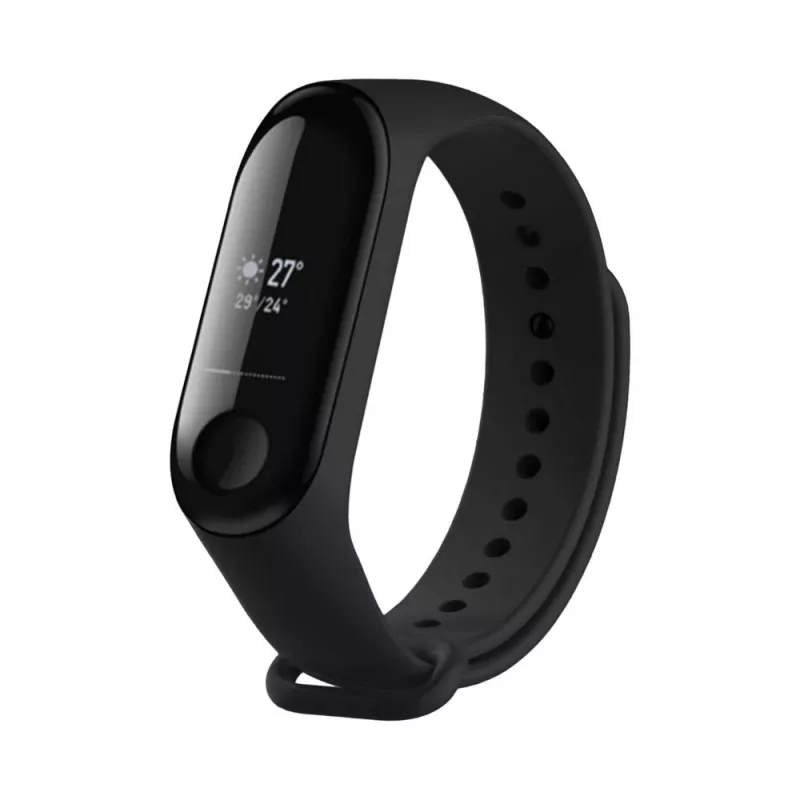 Silikona siksniņa FIXED Xiaomi Mi Band 3/4 — Melna, nomaiņas elastīga izturīga