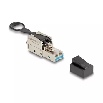 DeLOCK RJ45 spraudnis lauka montāžai Cat.6A bezinstrumentu sudraba vīriešu