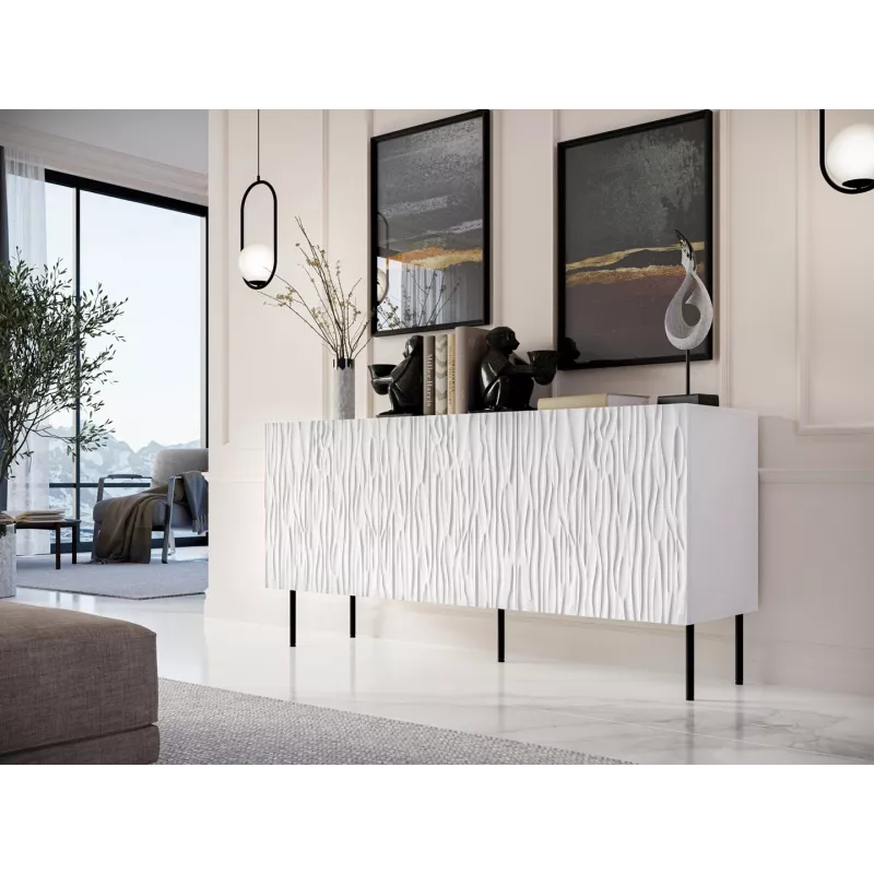 Kumode JUNGLE 152x40.5x74.5 cm balta matēta ar melnām kājām