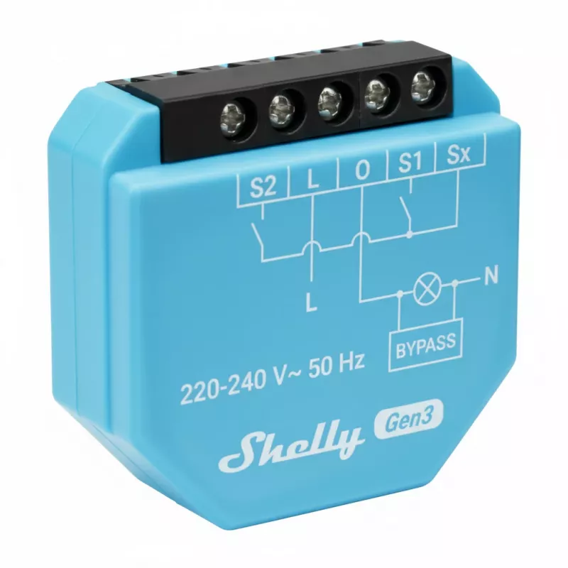 Shelly 2L Gen3 2 kanālu Wi-Fi relejs bez nulles vada