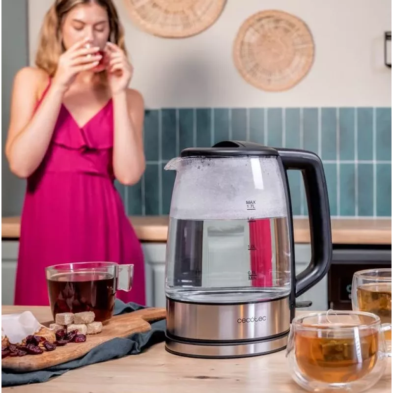 Cecotec Tējkanna ThermoSense 340 Clear, 2200 W, 1.7 L, stikla, 360° grozāma pamatne