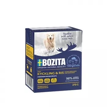 Slapjā suņu barība BOZITA Moist Food Chicken Adult 370 g — bezgraudu, 84% mitrums, 7% olbaltumvielas