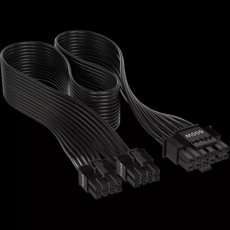 CORSAIR CP-8920284 iekšējais strāvas kabelis 12VHPWR uz 8+8 kontaktu PCIe, plakans, līdz 600 W