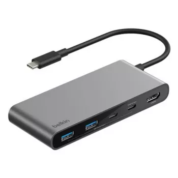Belkin CONNECT USB-C 7-in-1 centrmezgls ar diviem USB-C portiem, pelēks AVC023hqSGY