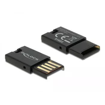 DeLOCK USB 2.0 karšu lasītājs Melns Micro SD MicroSDHC MicroSDXC 480 Mbit/s