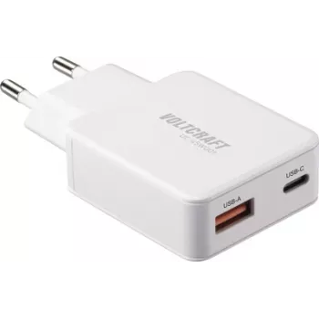 Voltcraft UC-1C1A45W01 USB lādētājs USB-C USB-A ātrā uzlāde PD 3.0 balts (VC-17009805)