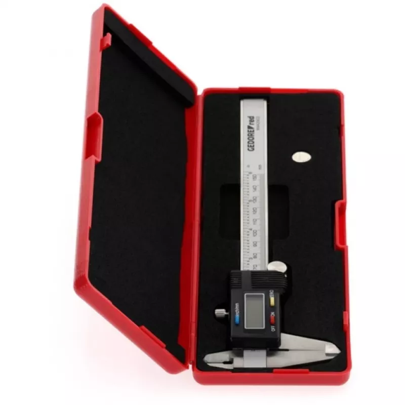 Gedore RED R94420021 3301430 digitālais bīdmērs, 0–153 mm, mm/collas, pelēks