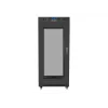 Montāžas skapis 19 inch 27U 600x800 melns, perforētas durvis ar LCD (plakanā iepakojumā)