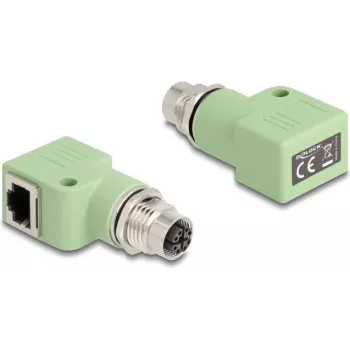 DeLOCK 60681 M12 uz RJ45 savienotājs, zaļš, ar zeltītiem kontaktiem