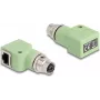 Delock 60684 M12 X-coded 8-pin ligzda uz RJ45 ligzda adapteris, Cat.5e, 90 grādu leņķis, zaļš
