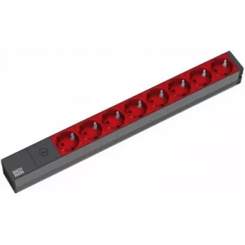 Bachmann 19 inch 2m 8x Schuko H05VV-F 3G 1.00mm² pagarinātājs 8 AC kontaktligzdas Melns, Sarkans