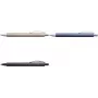 Klipsējama ievelkama lodīšu pildspalva Faber-Castell Essentio Black, alumīnija korpuss, melna tinte, trekns gals