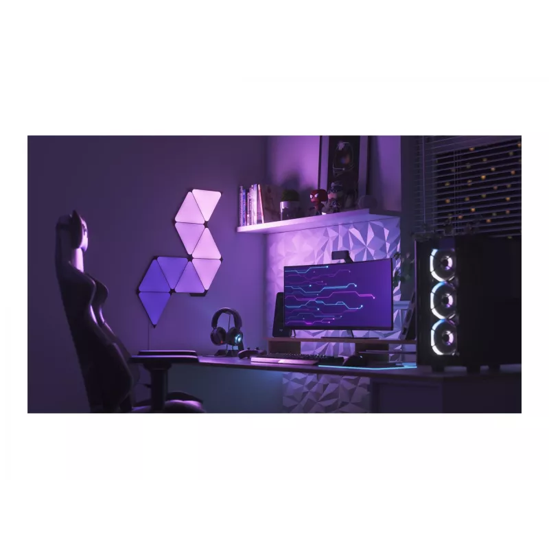 Nanoleaf Shapes Ultra Black Triangles Starter Kit NL47-0102TW-9PK — viedās sienas gaismas paneļi