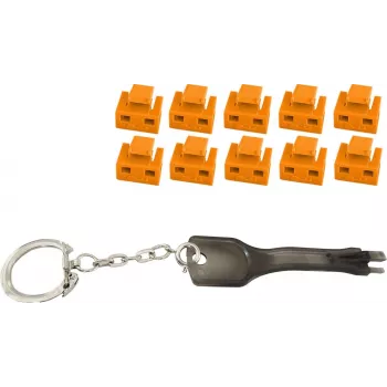 RJ45 Portu Bloķētājs ShiverPeaks BS08-01035 — 1 Atslēga, 10 Oranži Bloķētāji