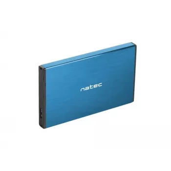 Ārējais HDD/SSD korpuss NATEC Rhino GO 2.5 collas — USB 3.0, SATA III, līdz 4 TB, 9.5 mm, alumīnijs, zils