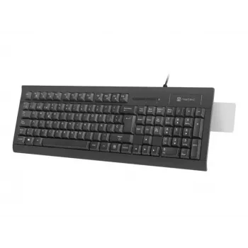 Vadu pilnizmēra NATEC Moray ES tastatūra ar USB, spāņu QWERTY, 105 taustiņiem, ID karšu lasītāju, 1,5 m kabeli, melna