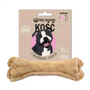 Suņa košļājamais kauls PAKA ZWIERZAKA L 13.5 cm, 70 g — zobu kopšanas kārums ar gremošanas traktu un liellopa garšu