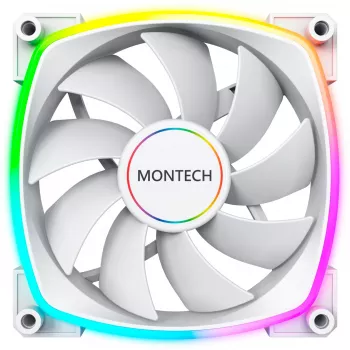 Datora korpusa ventilators Montech AX140 PWM 140 mm, bīdes gultnis, 540–1760 RPM, balts