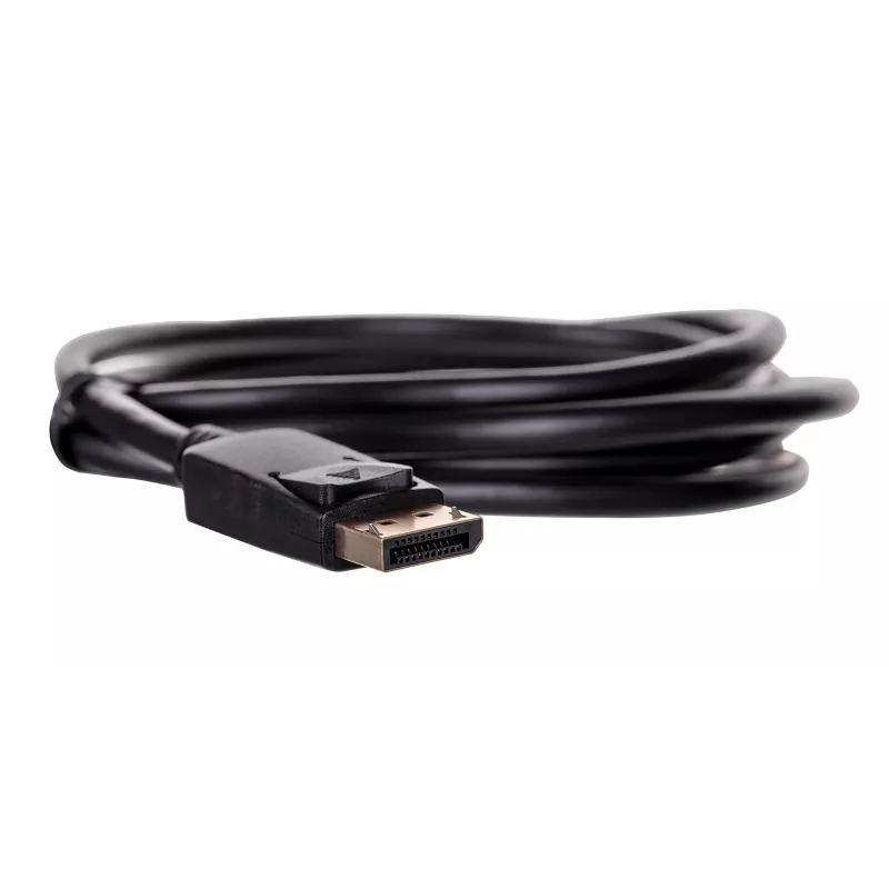DisplayPort kabelis SAVIO CL-136, DisplayPort vīriešu–vīriešu, 2 m, DP 1.2, zelta kontakti, melns