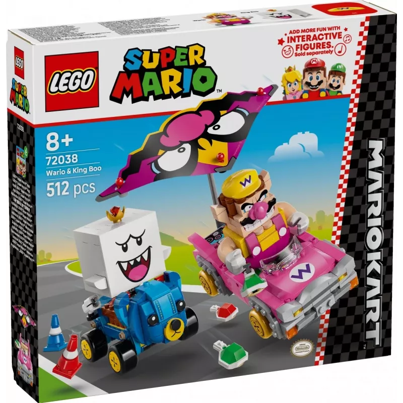 LEGO konstruktors 72038 Super Mario Mario Kart Wario King Buu Huu – figūras un trases elementi