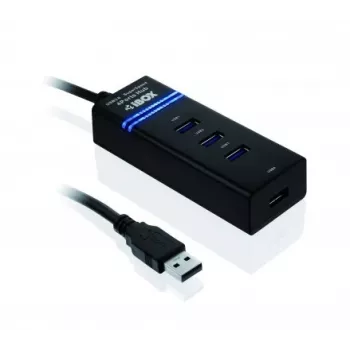 IBOX IUH3FB USB 3.2 Gen 1 4-portu centrmezgls, melns, 0,5 m kabelis
