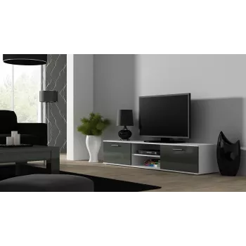 Cama TV statīvs SOHO 180 balts/pelēks glancēts