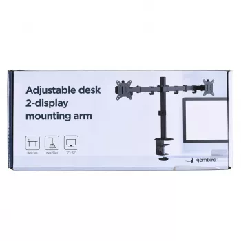 Monitora stiprinājums Gembird MA-D2-01 2 monitoriem līdz 32 collām, VESA 75x75–100x100, skava, 18 kg, melns