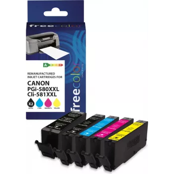 Freecolor remanufaktūras kārtridžu komplekts Canon PGI-580XXL melns + CLI-581XXL BK/C/M/Y