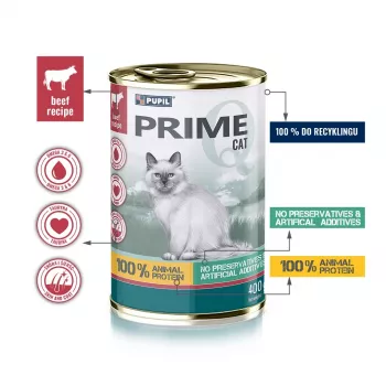 PUPIL Prime Rich in beef and liver - slapjā barība kaķiem - 400g