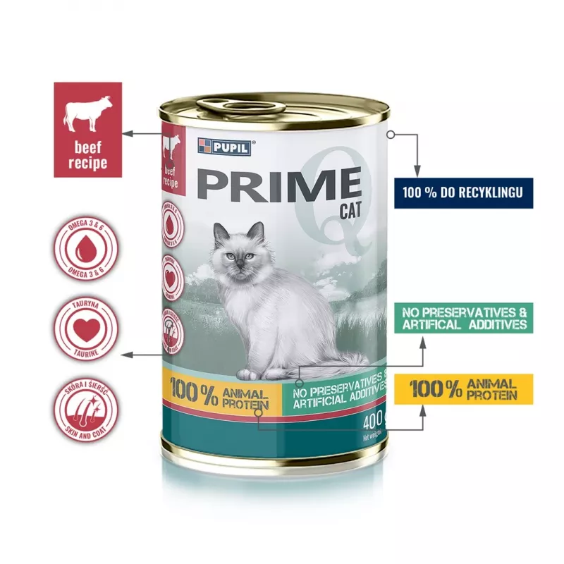 PUPIL Prime Rich in beef and liver - slapjā barība kaķiem - 400g