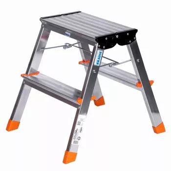Saliekamās kāpnes Krause Treppy Silver 130020 — alumīnijs, 2 pakāpieni, 150 kg, salocītas 55×20 cm, 2 kg