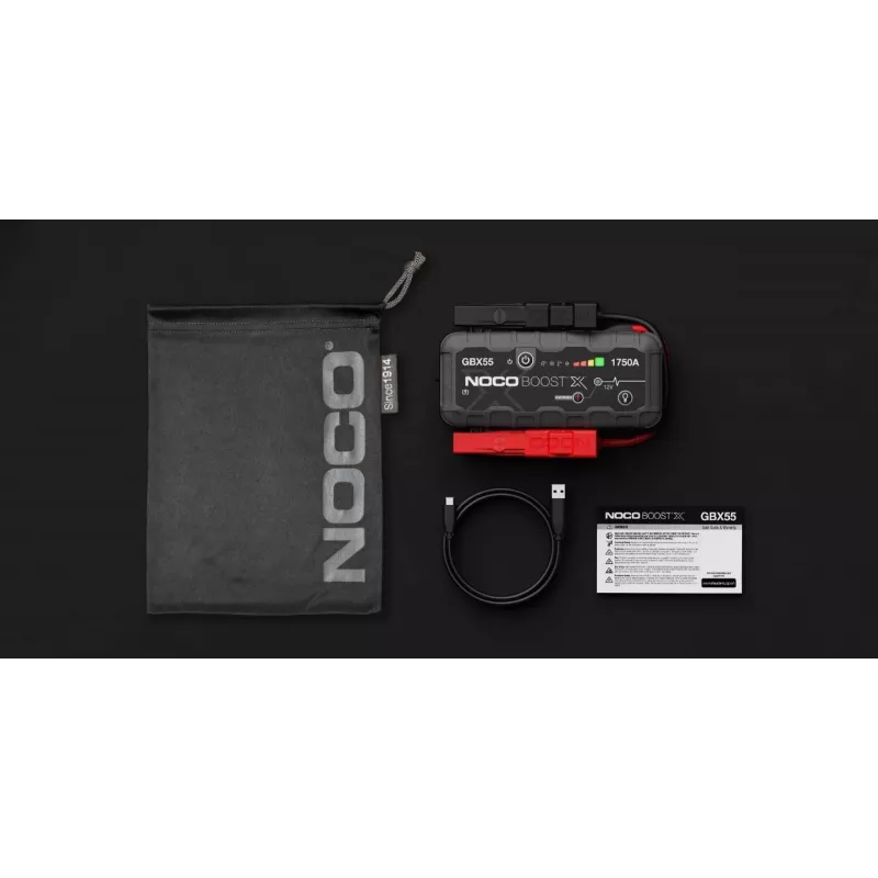 Jump starter NOCO GBX55 1750 A litija-jonu, 46 Wh, IP65, benzīnam līdz 7.5 L / dīzelim līdz 5 L