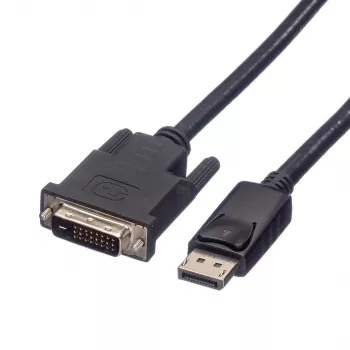 Roline video kabelis DisplayPort (vīriešu) uz DVI-D (vīriešu) - 2 m - ar skrūvēm - melns